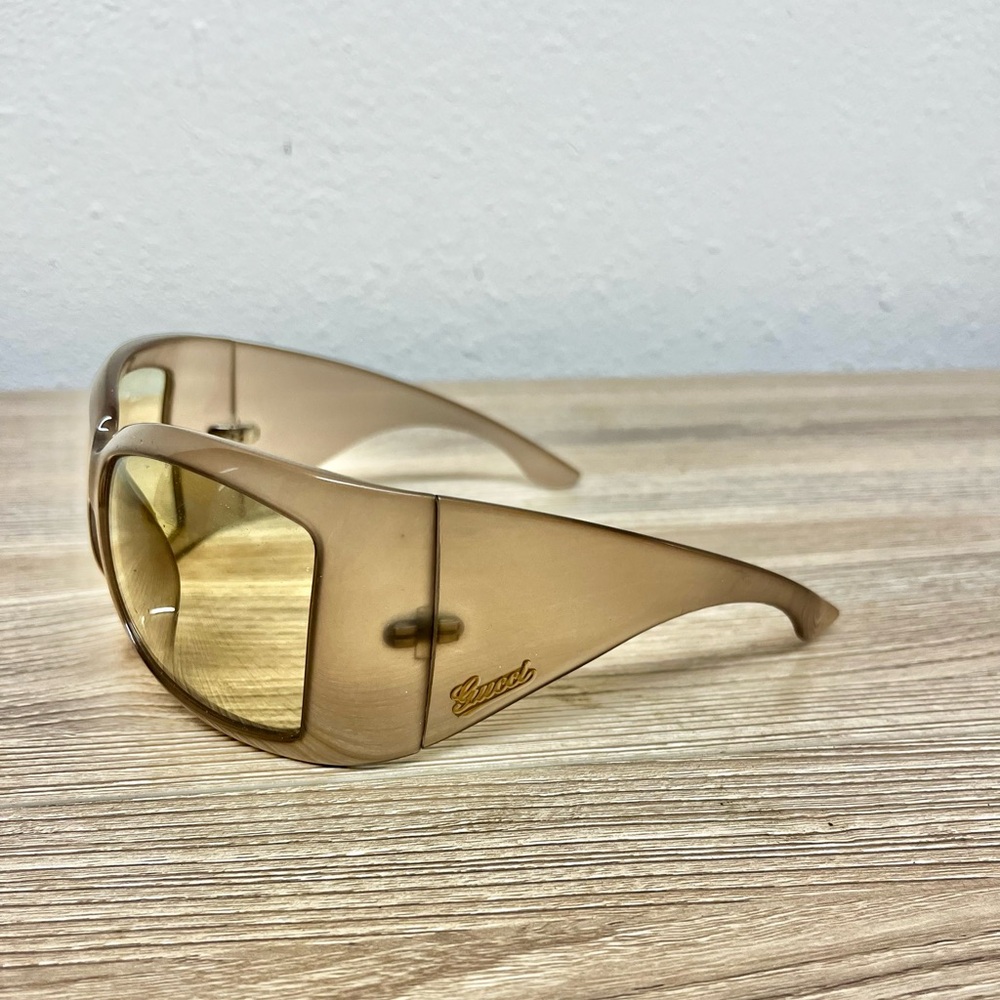 2000s Gucci Shield Sunglasses Translucent Y2k - image 2